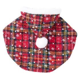 Cat Christmas Cape Hat Plush Shawl (Option: Plaid Christmas Cloak-S)