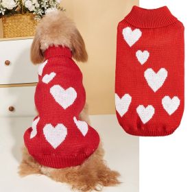 Pet Clothes Valentine's Day New Year Love Dog Knitted Sweater (Option: Red-S)