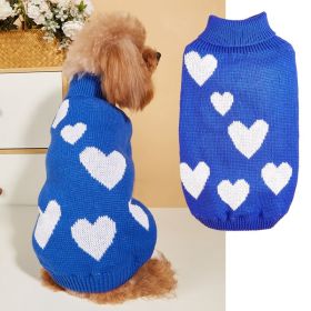 Pet Clothes Valentine's Day New Year Love Dog Knitted Sweater (Option: Blue-XL)