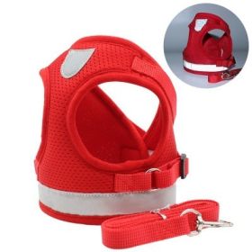 Cross-border Dog Breast Strap Vest Reflective Hand Holding Rope Breathable Pet Supplies Wholesale (Option: Red-L)